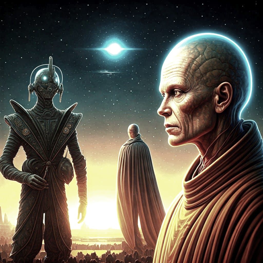 Ethereal Encounter in a Retrofuturistic Utopia