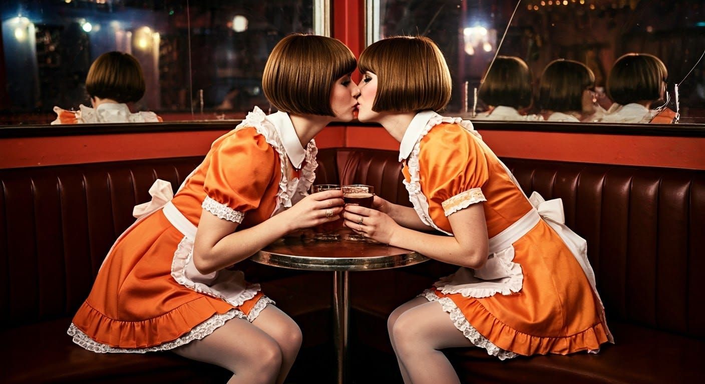 Two Alices Kissing in 1960s London Club