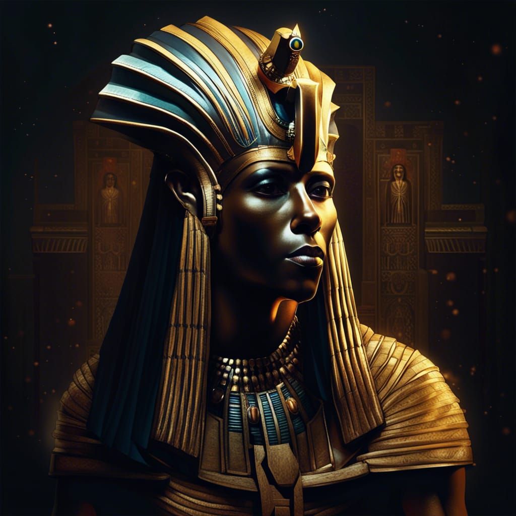 Majestic Pharaoh Portrait in Ancient Egyptian Style