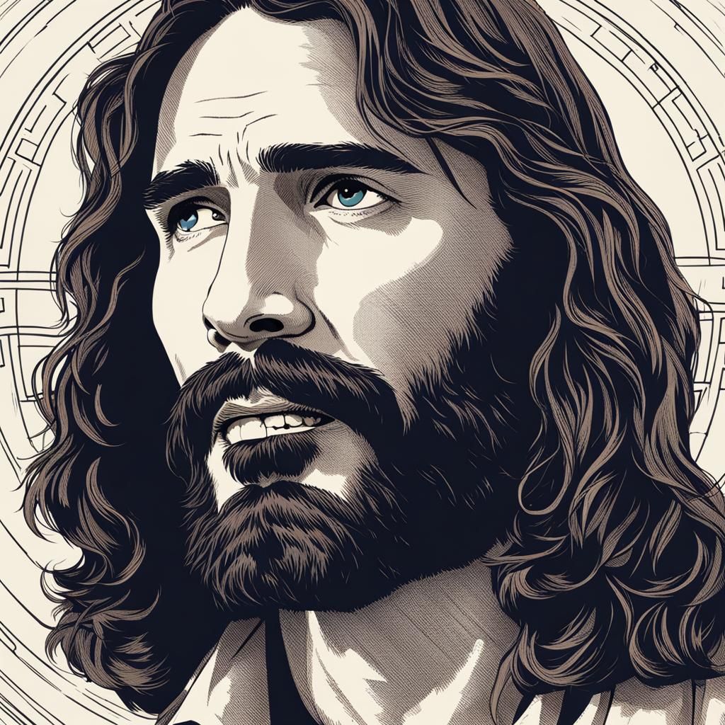 Jesus Portrait with Strong Jawline
