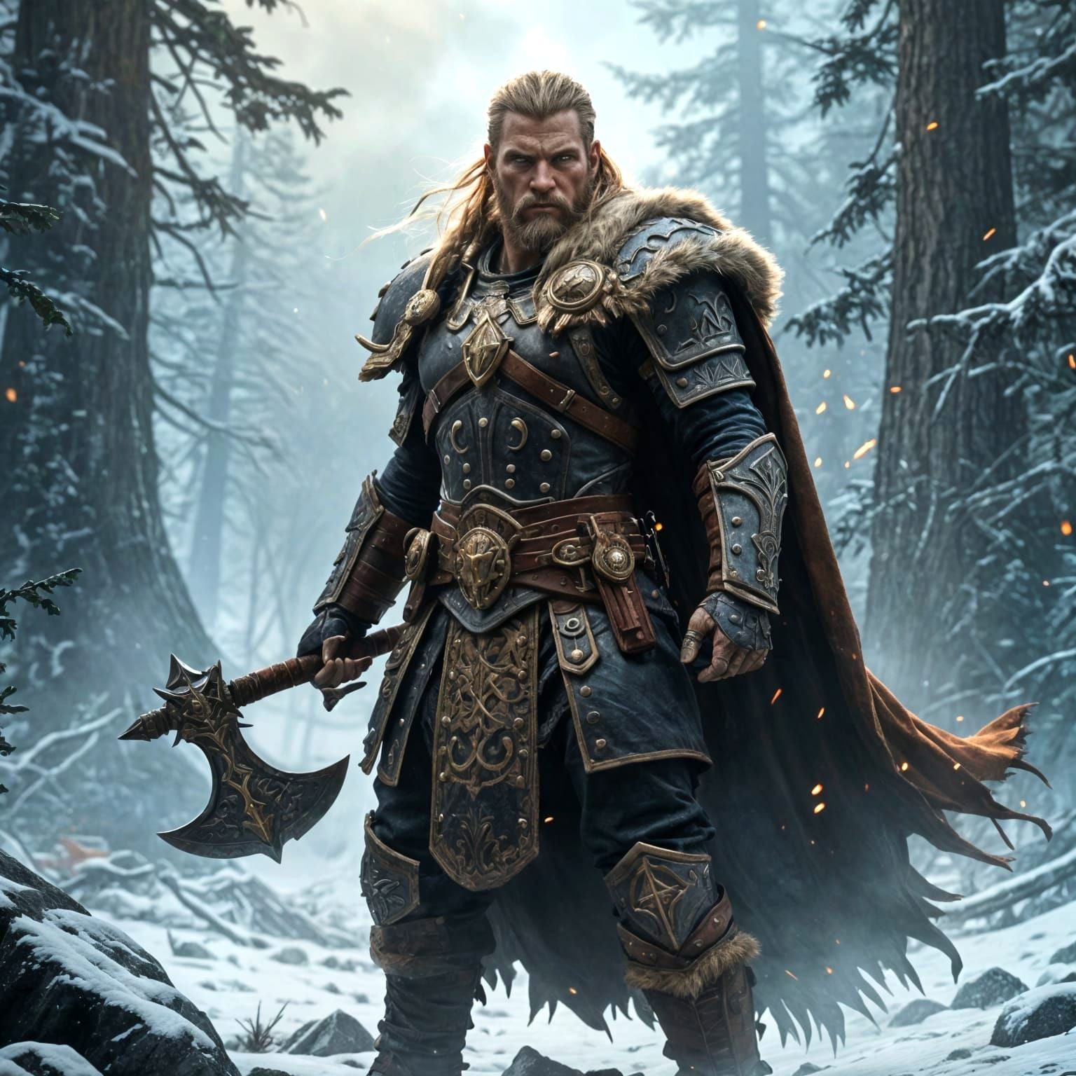 Fearsome Viking Warrior in Warhammer 40k Style