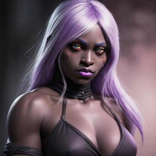 Ebony Drow Rogue with Purple Eyes, Professional Photography
