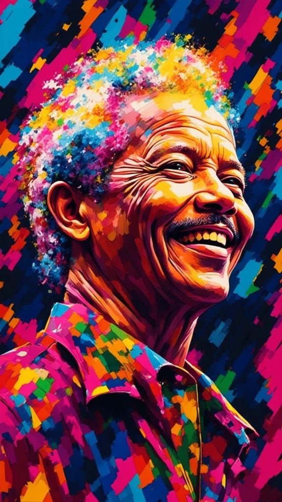 Bright Glass Mandela Portrait with Lens Flare