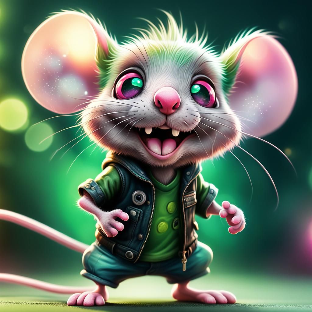 Fun Punk Mouse Cartoon Illustration