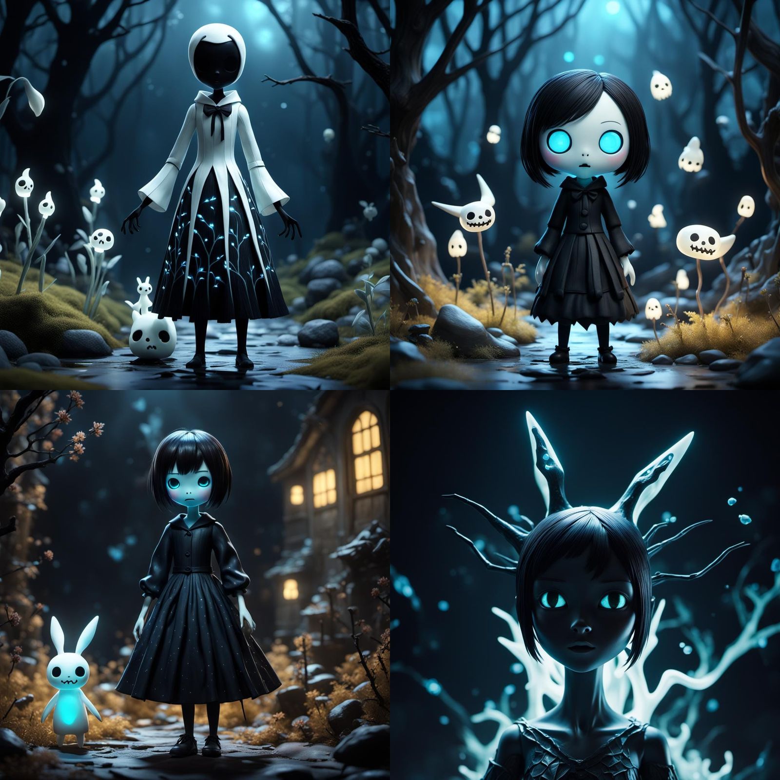 Bioluminescent Slender Woman Mimikyu Porcelain Doll