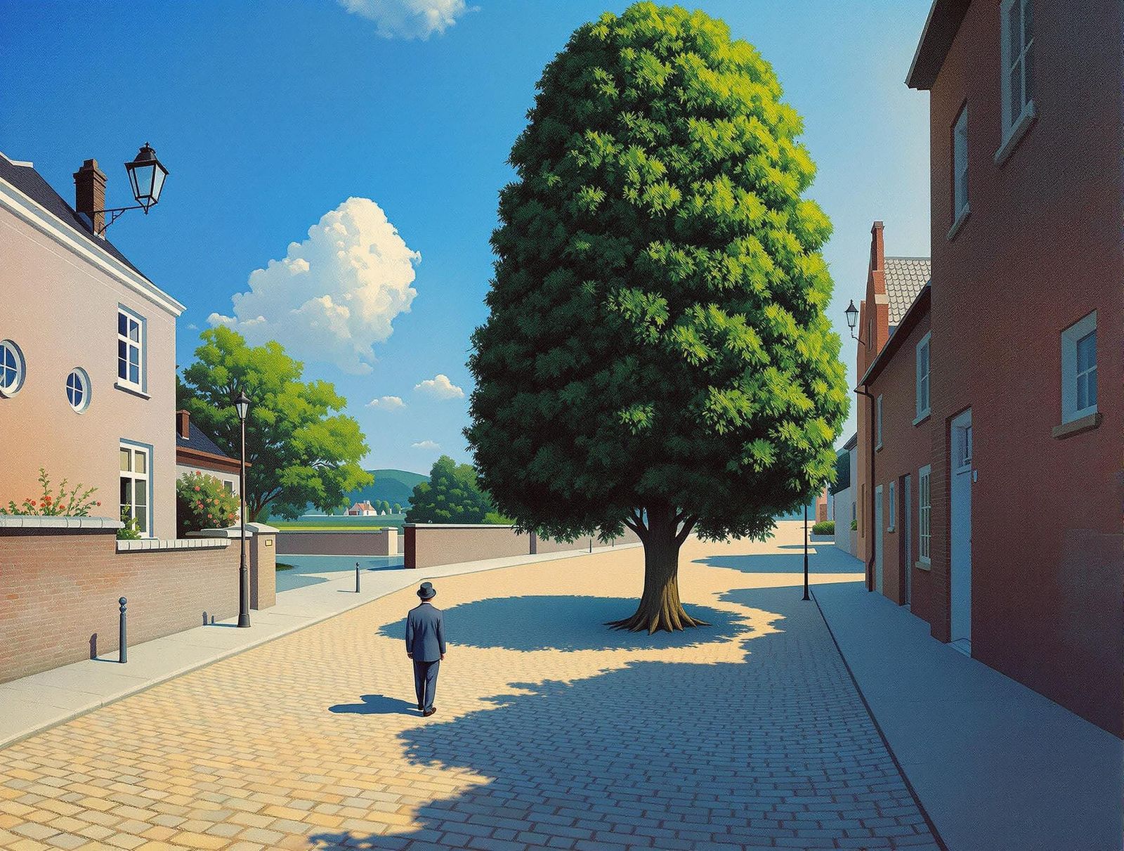 Surreal Man Casts Towering Tree Shadow, Magritte Style