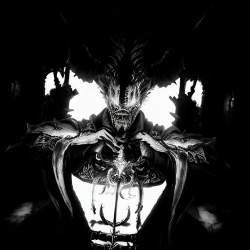 Cyberpunk-Inspired Demon King in Dark Fantasy Art