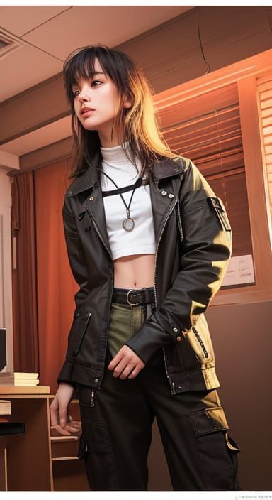 Distressed Woman in Cyberpunk Surveillance