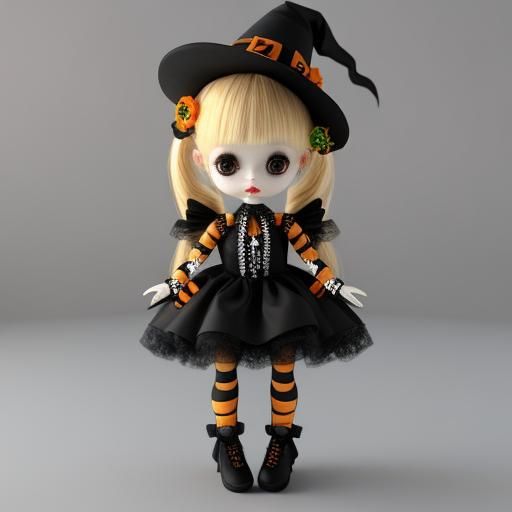 Trendy Halloween Doll in 3D Style