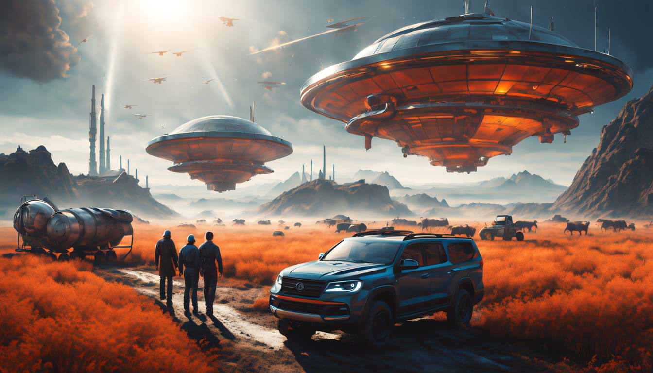 Futuristic Farmers Thrive on Space Colony with Advanced Vehi...