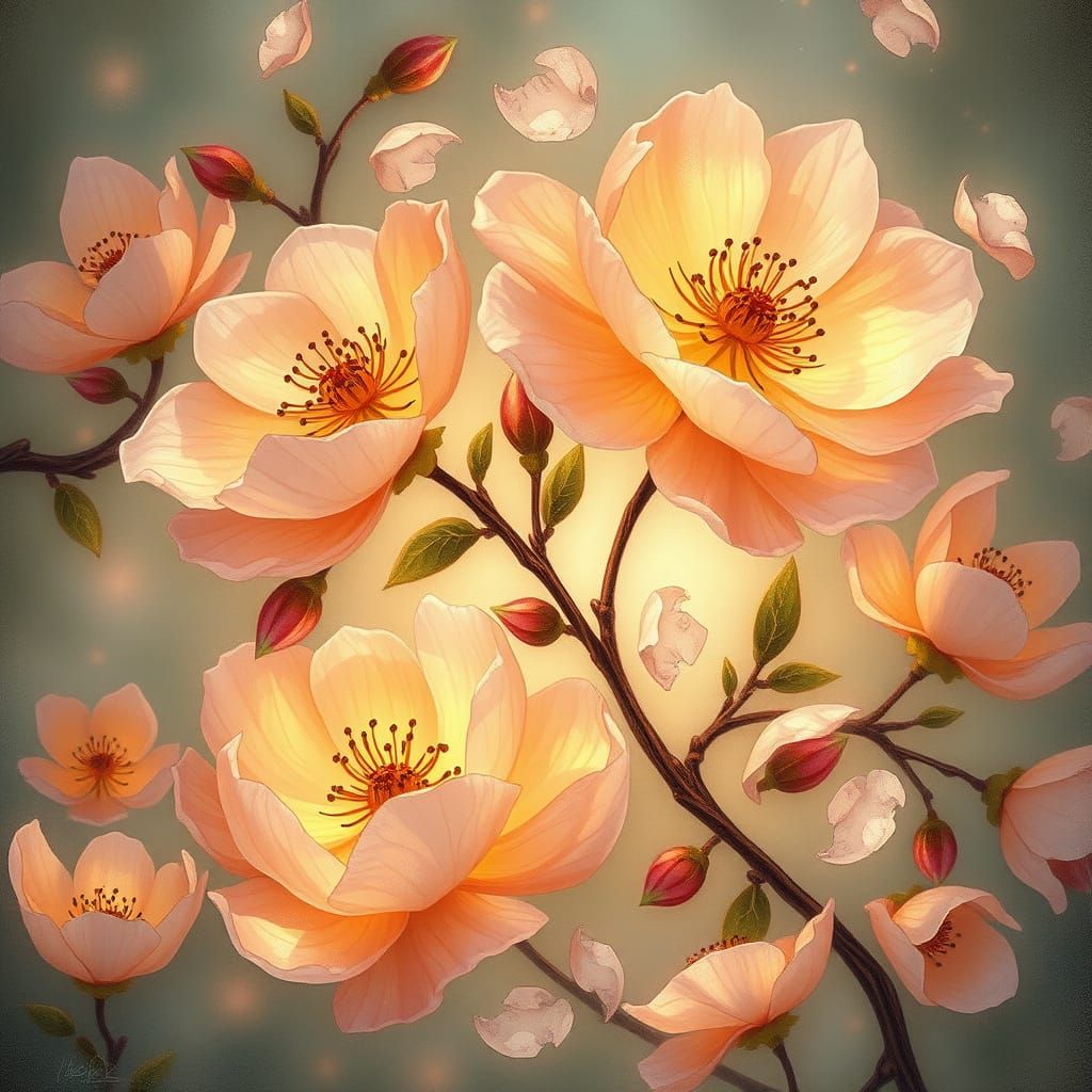 Surreal Floral Wonderland in Whimsical Watercolor Style