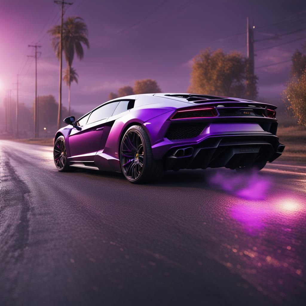 Purple Lamborghini Urus on Asphalt Road