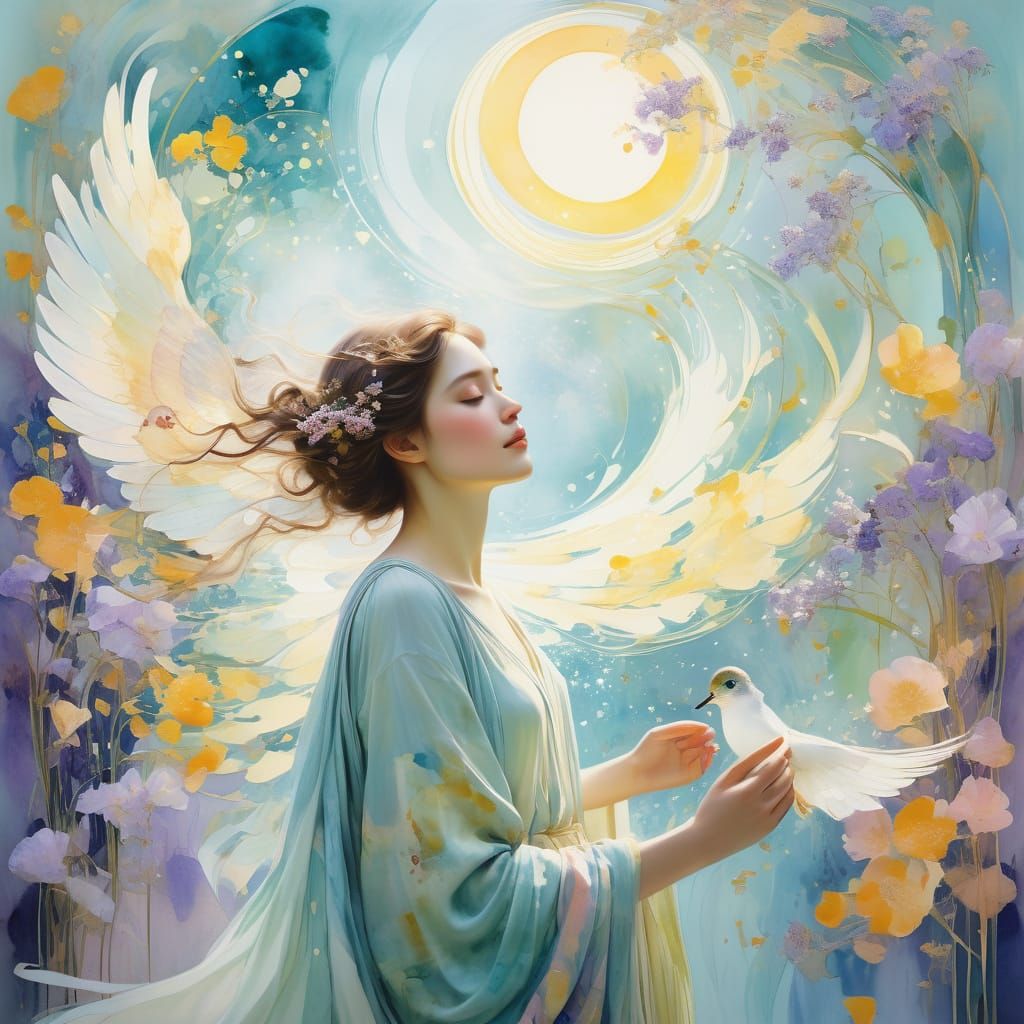 Angelically Enlightened Woman in Soft Cinematic Style