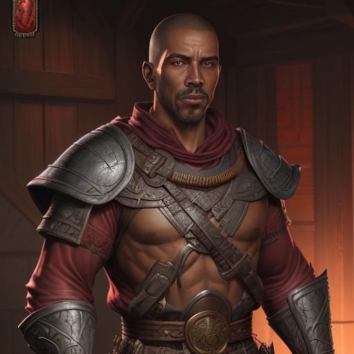 Redguard Male Portrait in Comic Book Art Style