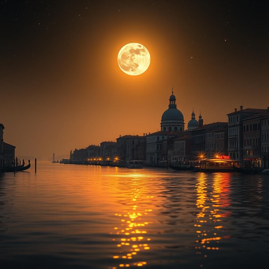 Venice Under Moonlight: A Digital Painting