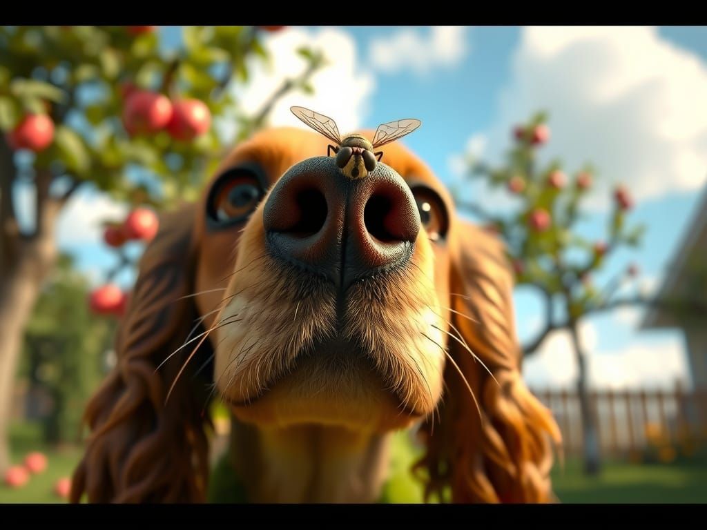 Pixar Fly Lands on a Cocker Spaniel's Nose