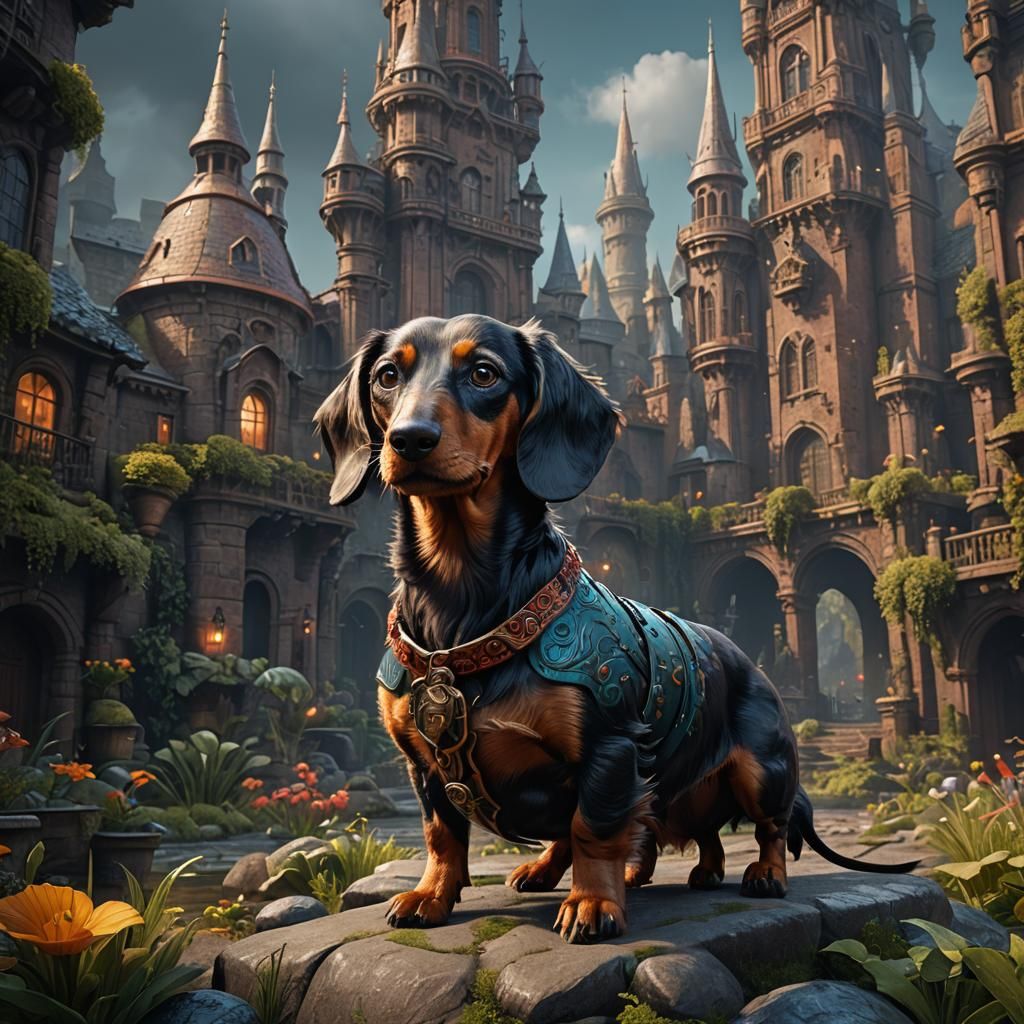 Charismatic Dachshund in Detailed Digital Painting