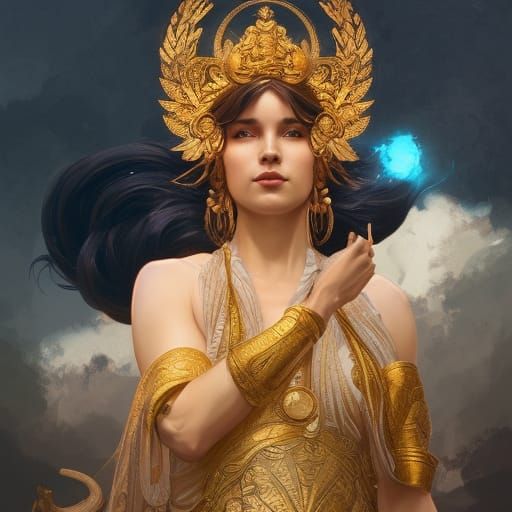 Goddess of Wealth Portrait in Art Nouveau Style