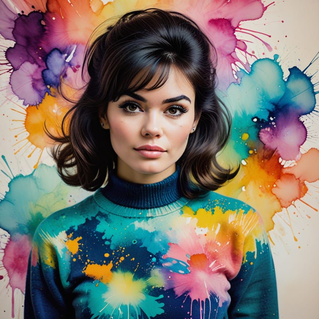 Nostalgic Portrait in Alcohol Ink with Youthful Energy