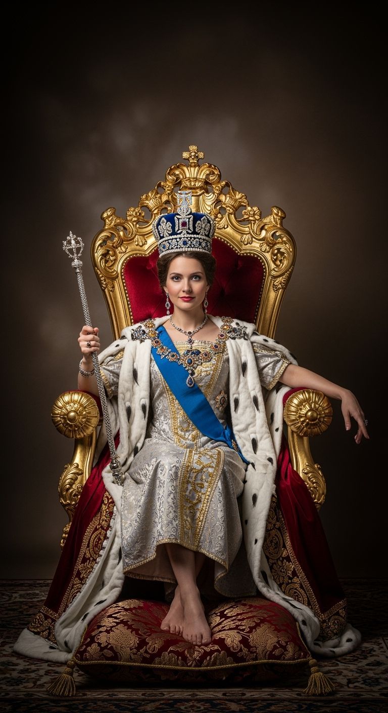 Tsarina on Gold Throne in Professional Photography Style