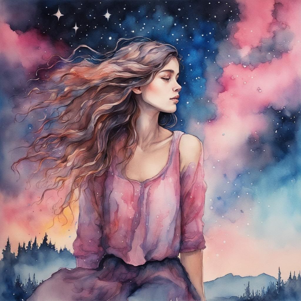 Daydreaming Beauty Sees Flaming Comet