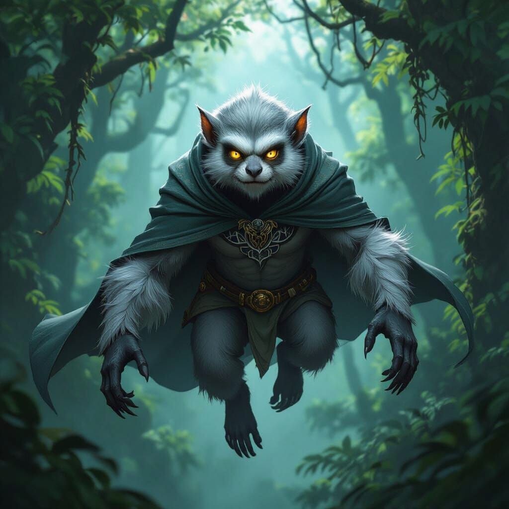 Hadozee Glides Through Forest in Dark Fantasy Concept Art