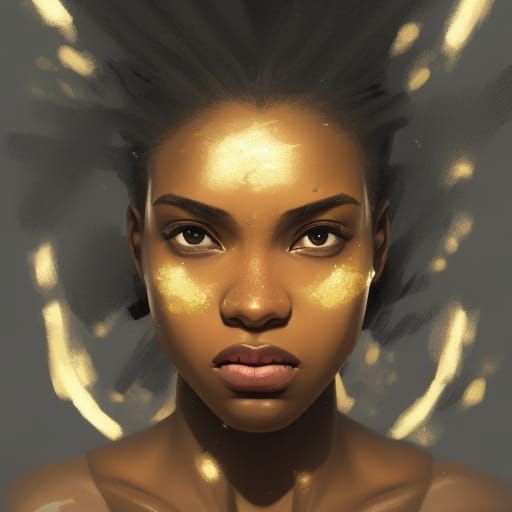 Hyperrealistic Portrait of Black Girl, Detailed Digital Art