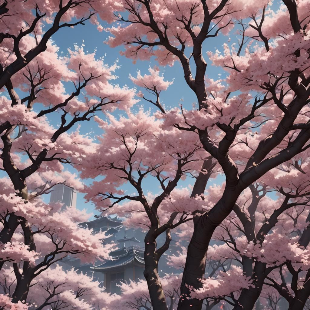 Anime Style Blossom Trees in 8K Resolution