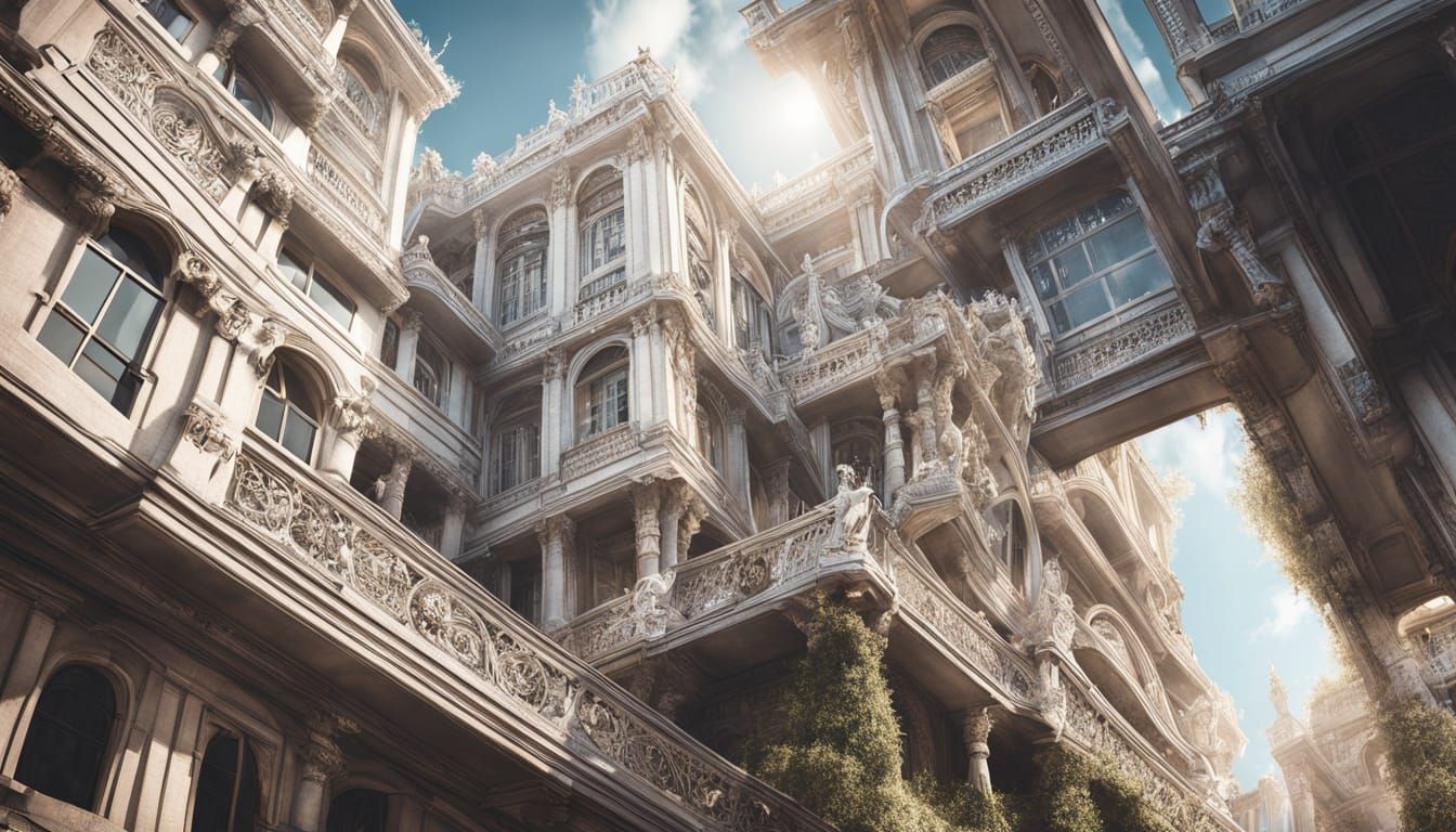 Surreal Gingham Cityscape: Merging Reality and Illusion