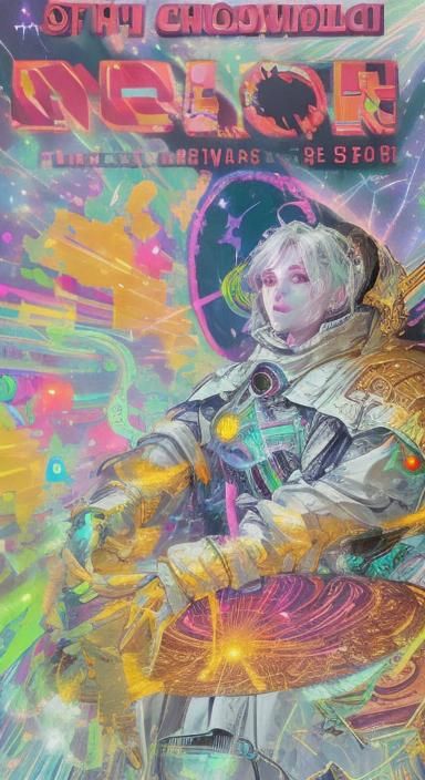 Cyberpunk Alchemist with Ghost Mask in Galaxy