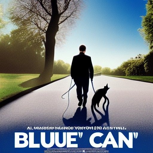 Filmic Movie Poster: Man Walking Cat in Blue Sky