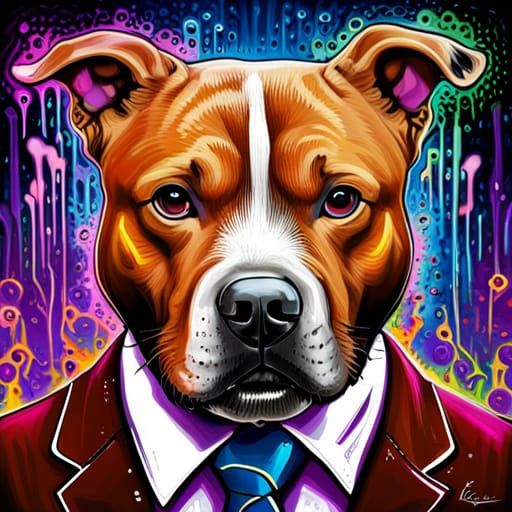 Staffordshire Bull Terrier in Suit Graffiti Art