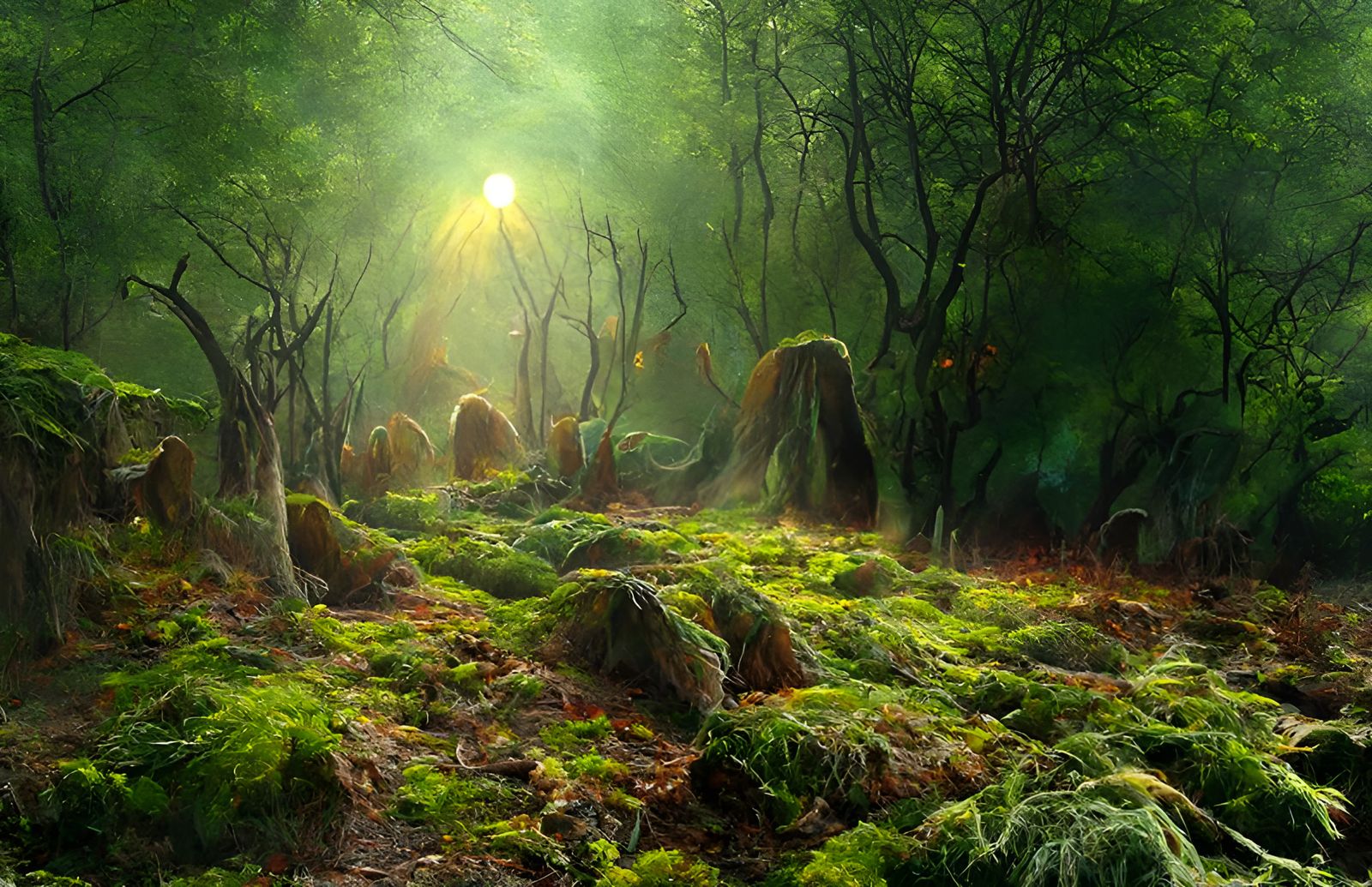 Stone circle smothered by green