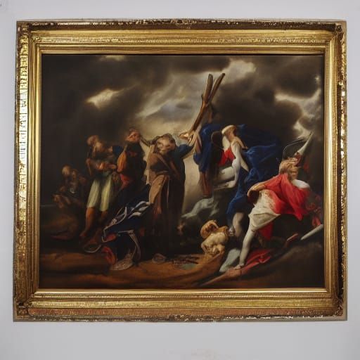 Donald Duck in Renaissance-Style Oil Painting of Calvary