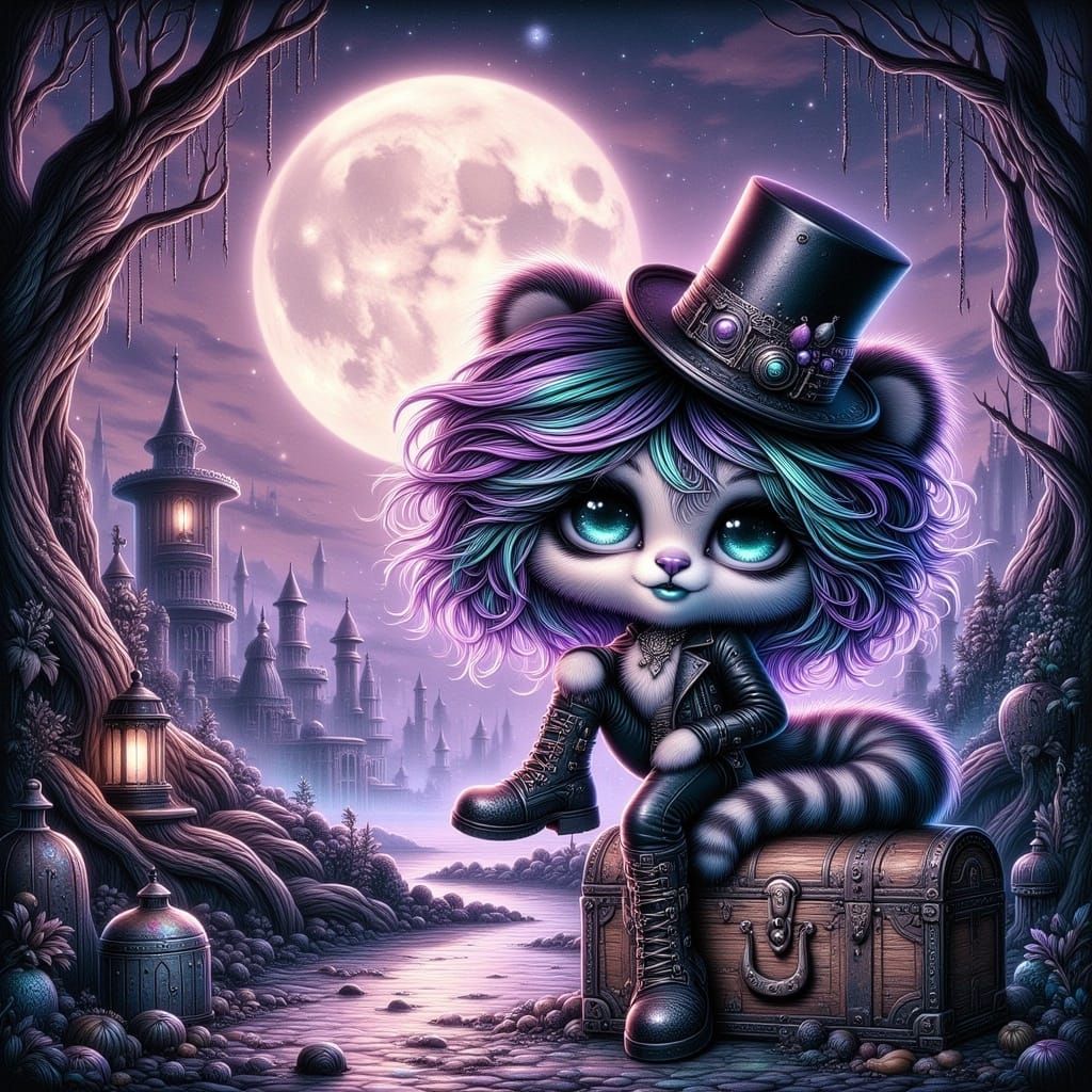 Gothic Felines in a Hyper-Realistic Alien Landscape