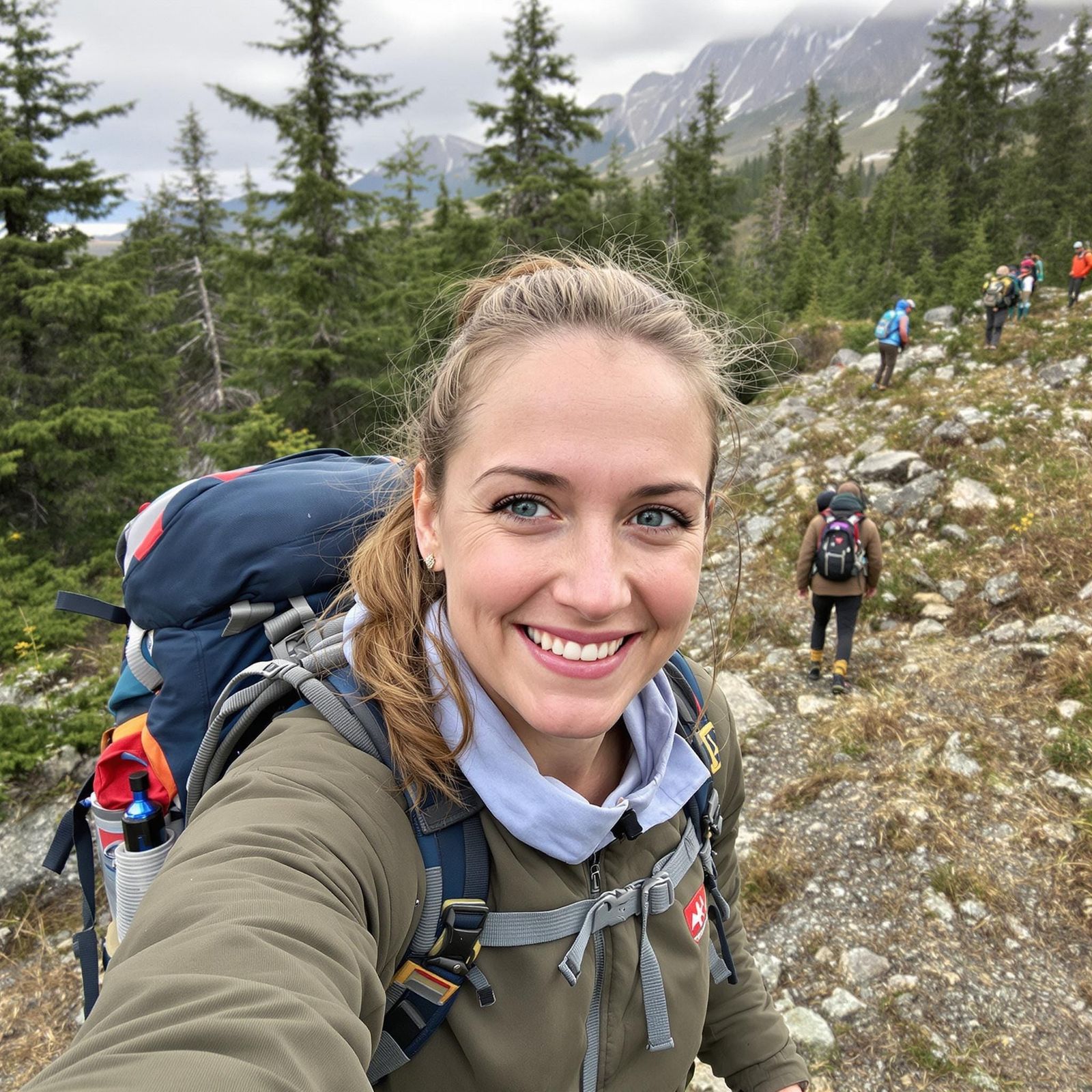 Photorealism, happy hiking