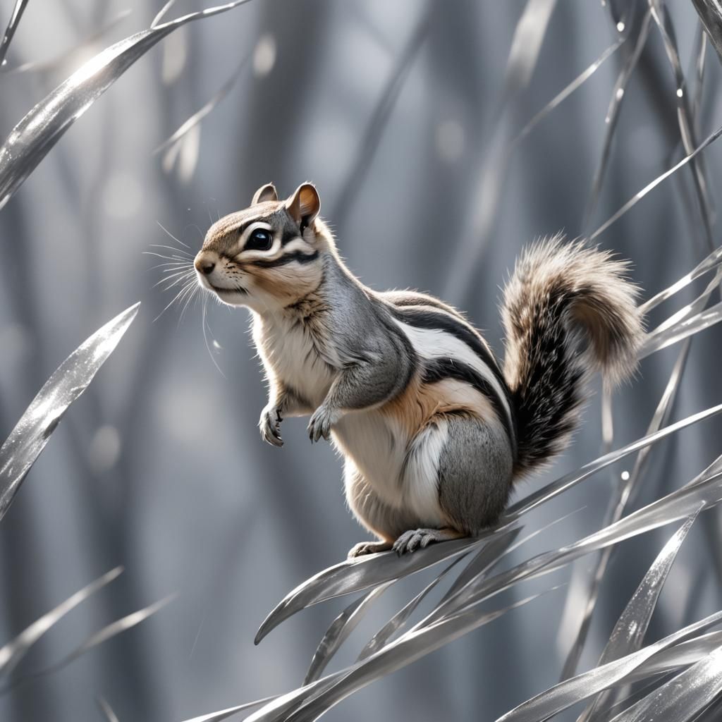 Agile Silver Chipmunk in Motion, Comic Book Art