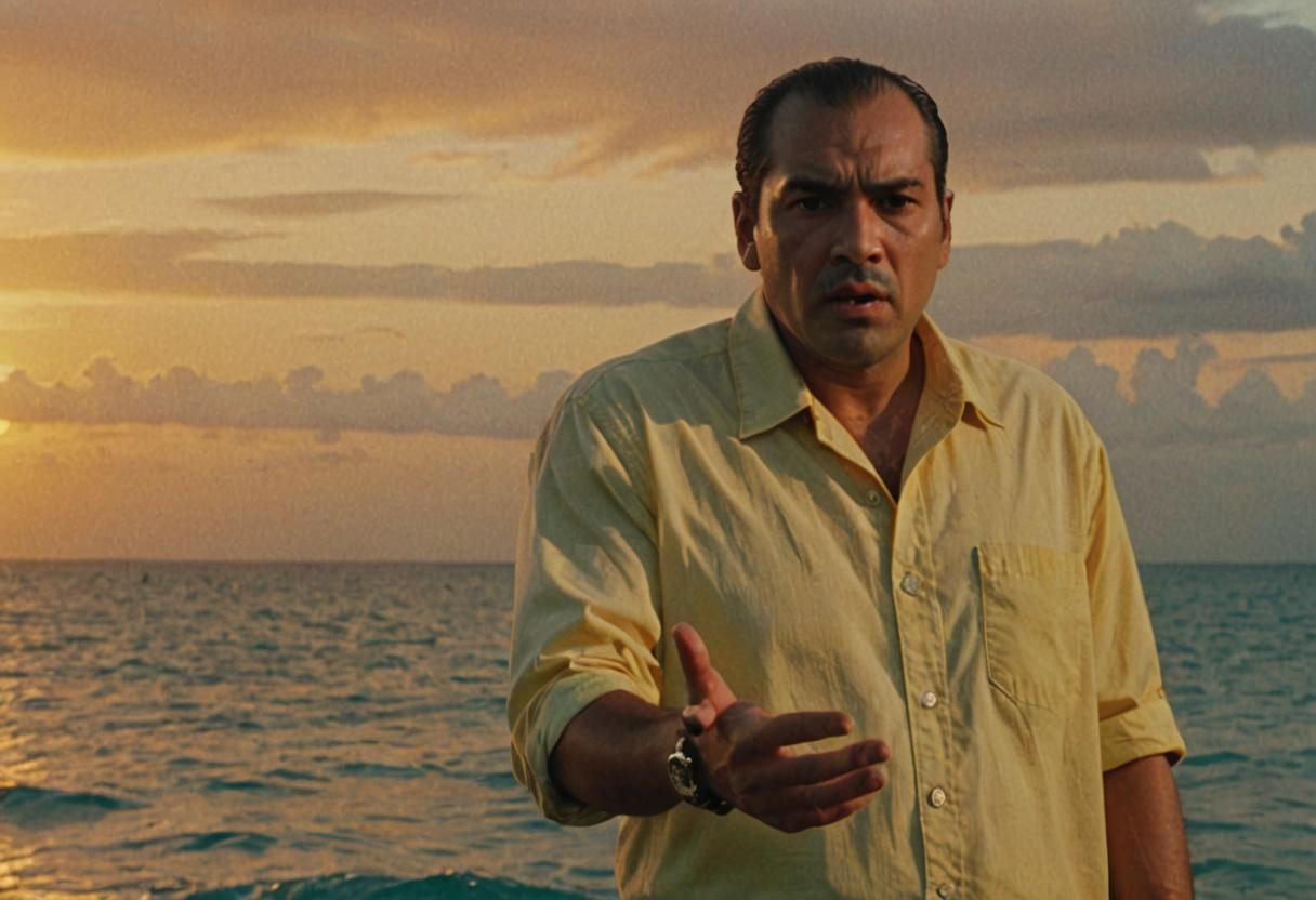 Ricardo Diaz in Miami Sunset: Cinematic Film Still
