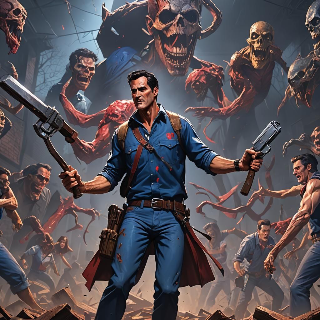 Ash Williams vs Evil Dead in 3D Anime Style