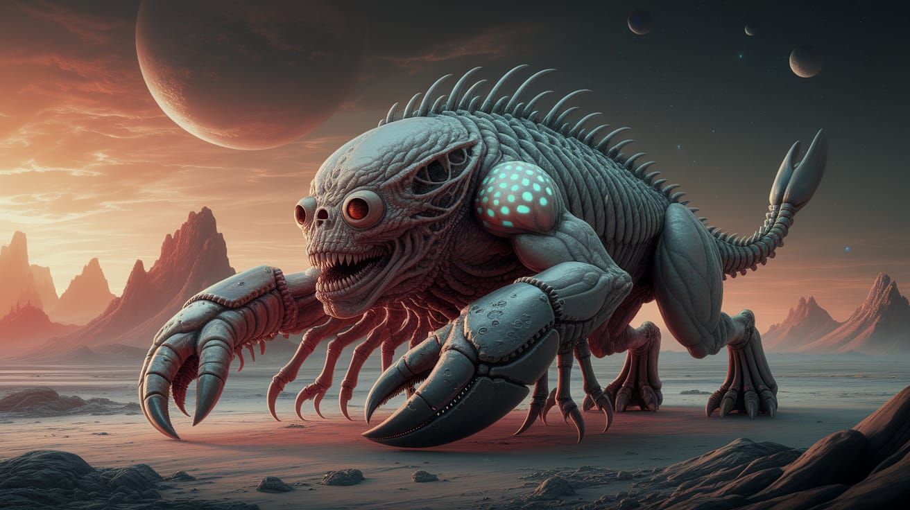 Cosmic Dread Ferali Beast with Bone Armor and Claw Limbs