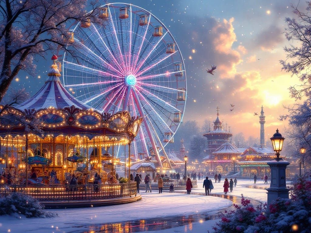 Colorful Winter Carnival in Mystical Landscape