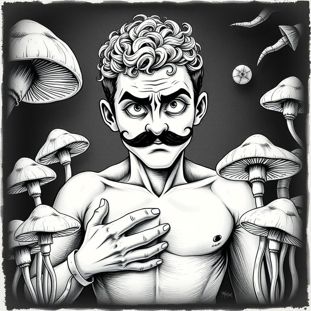 Man of Mystery in Edward Gorey Style