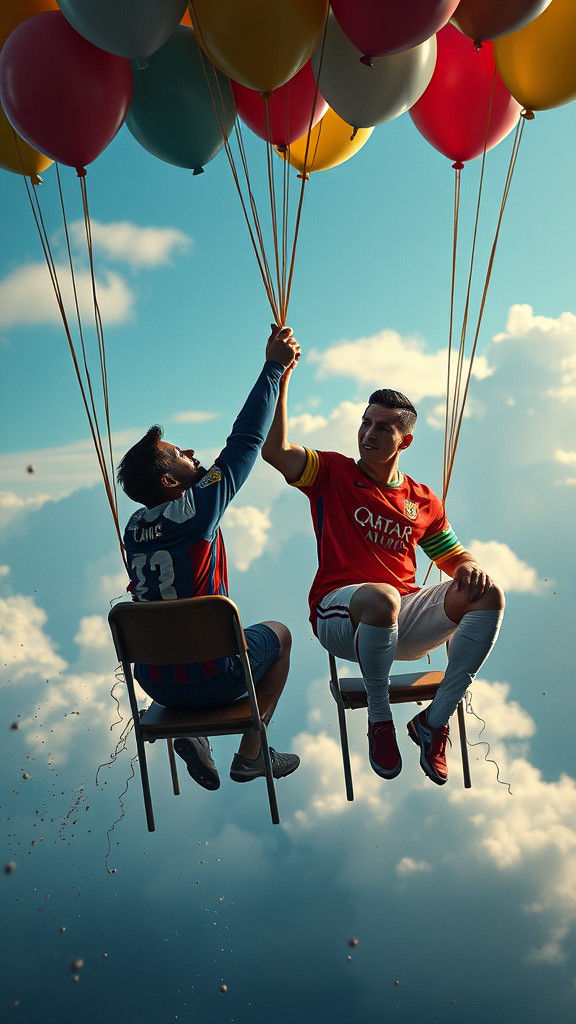 Messi and Ronaldo Balloon Rescue: Fantasy Art