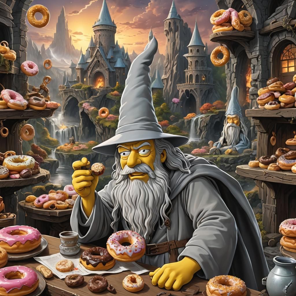 Homer Simpson as Gandalf in Comic Book Art