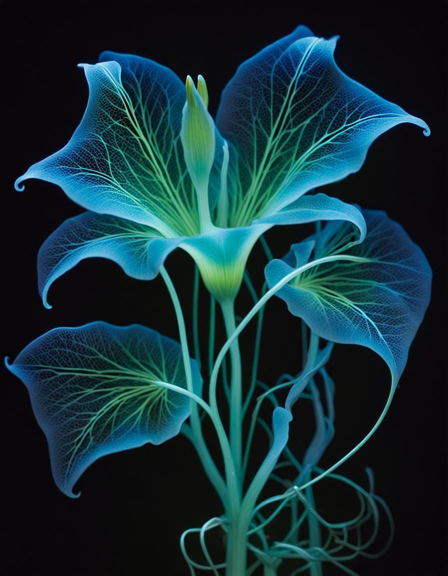Bioluminescent Convolvulus: A Biopunk Botanical Marvel