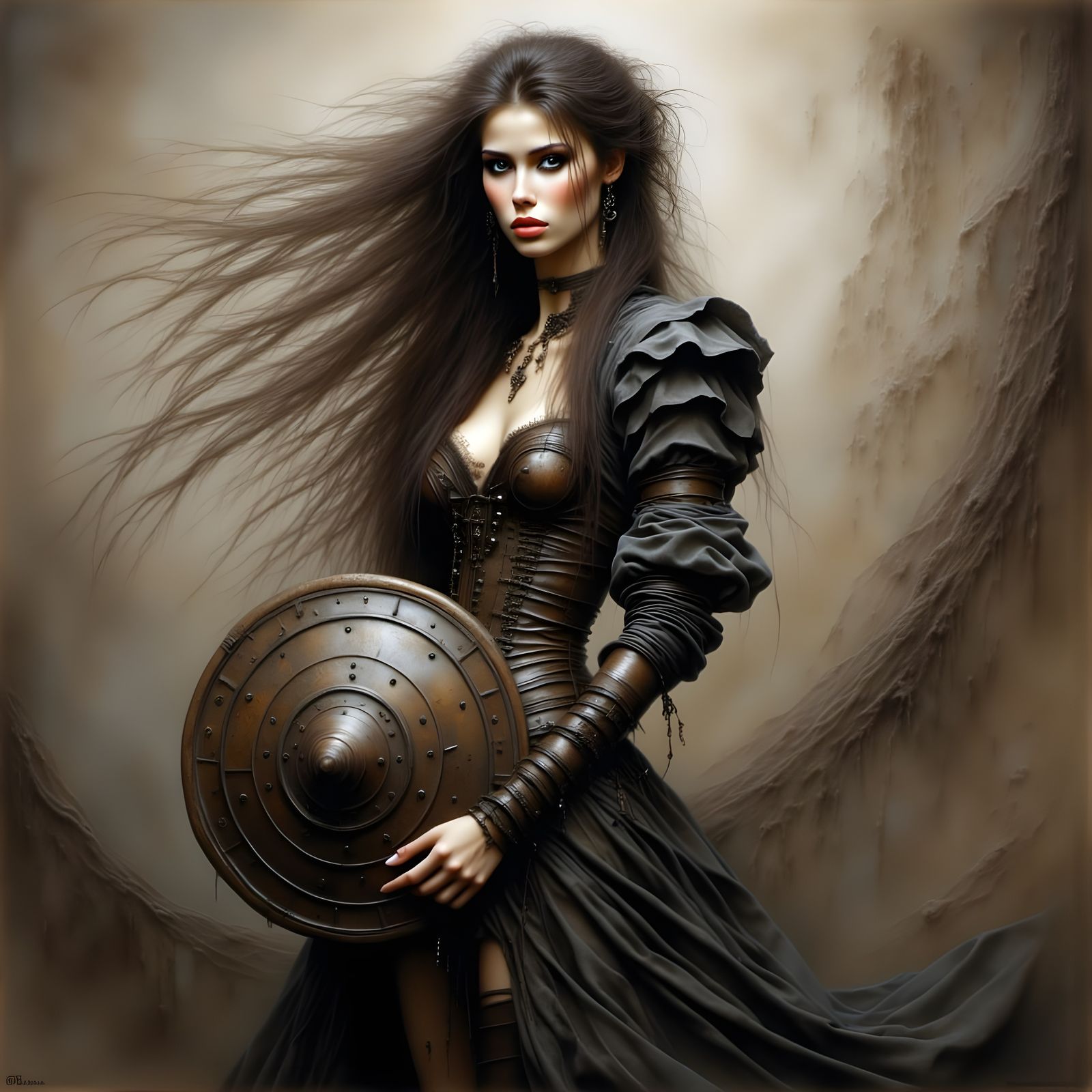 Norse Goddess in Dark Brown Fog