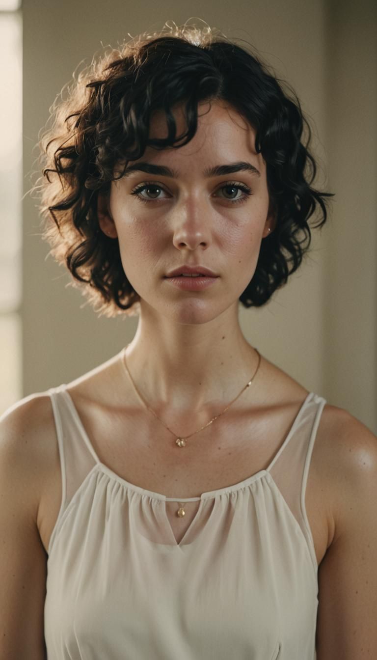 Portrait of a Girl with Curly Hair in Editorial Style