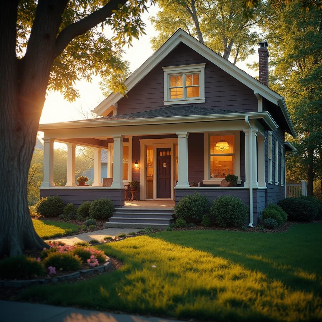 Warm Craftsman Home under 1000 Square Feet with Grey-Purple ...