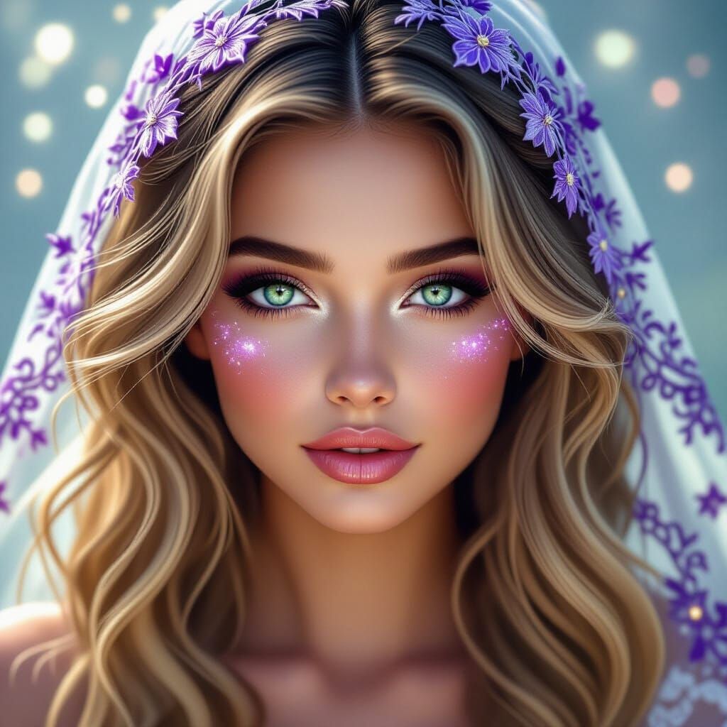 Ethereal Woman Portrait with Lace Veil