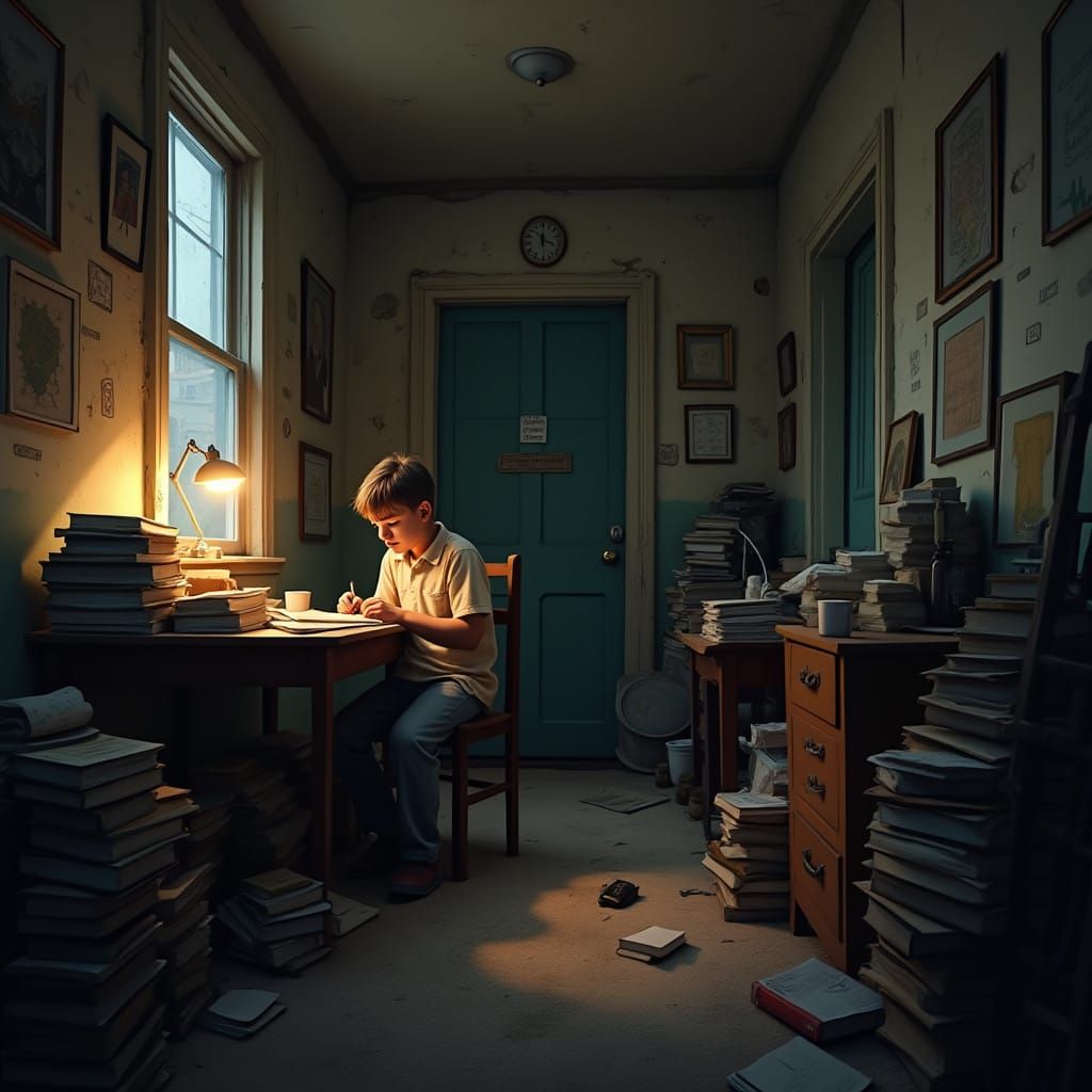 Determined Young Scholar in a Humble Home